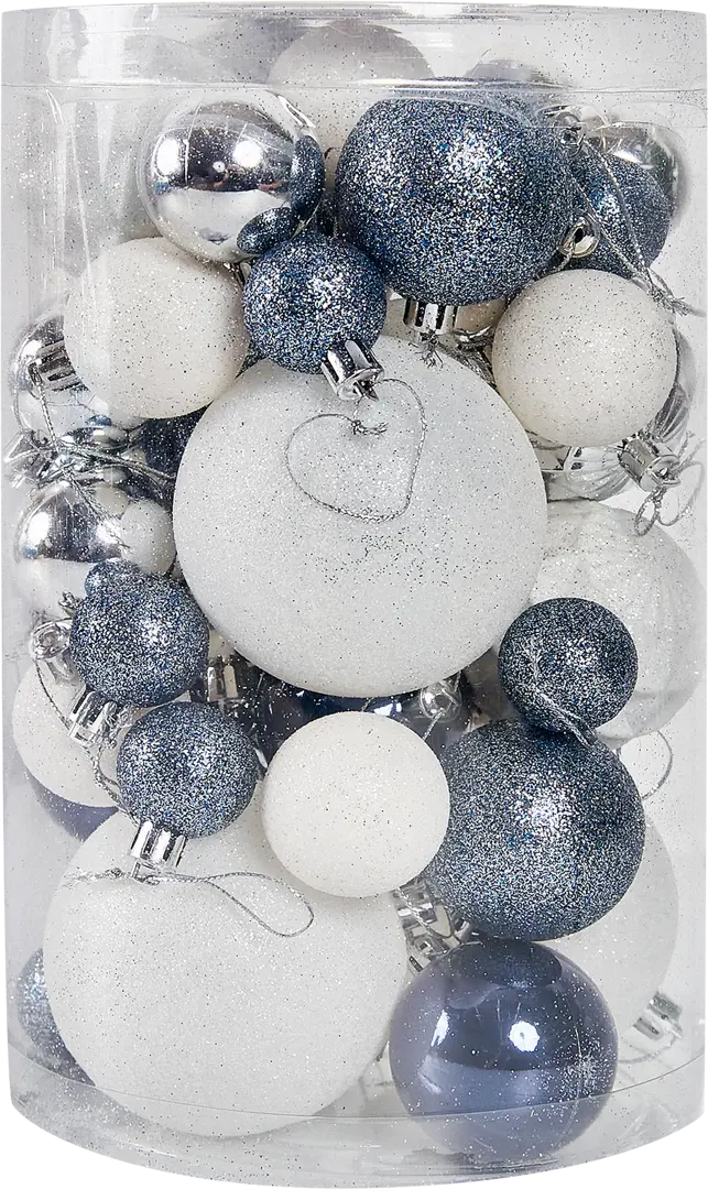 

Набор новогодних шаров Christmas 8 см цвет синий 50 шт., Синий;белый