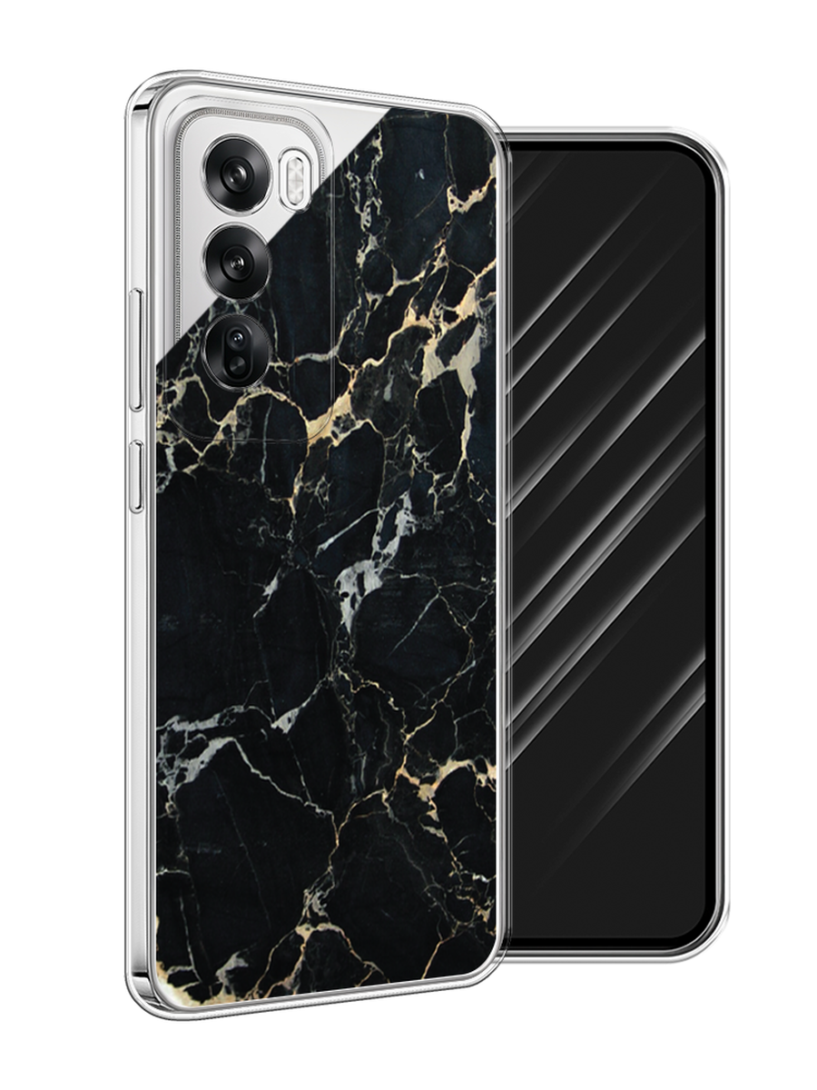 

Чехол Awog на Oppo Reno 12 "Черный мрамор уголок", Черный;золотистый, 2517450-1