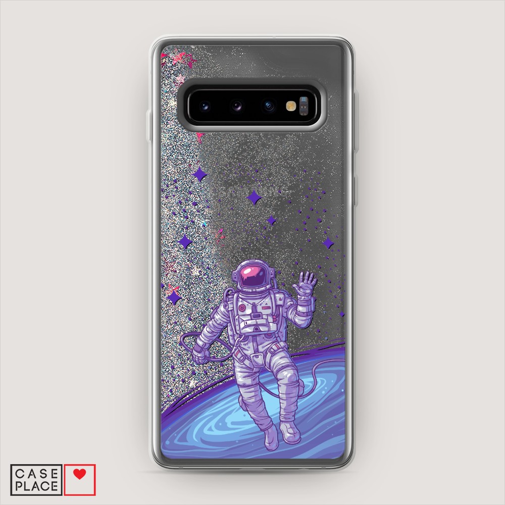 

Жидкий чехол с блестками "Космонавт в открытом космосе" на Samsung Galaxy S10, 27091-1