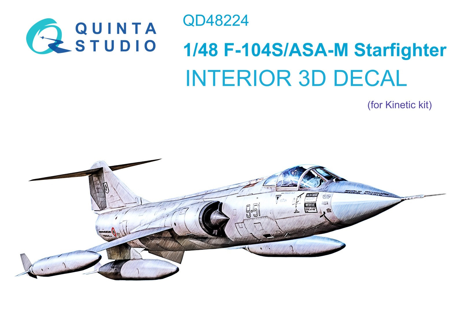 

QD48224 3D Декаль интерьера кабины F-104S/ASA-M Kinetic, Цветной