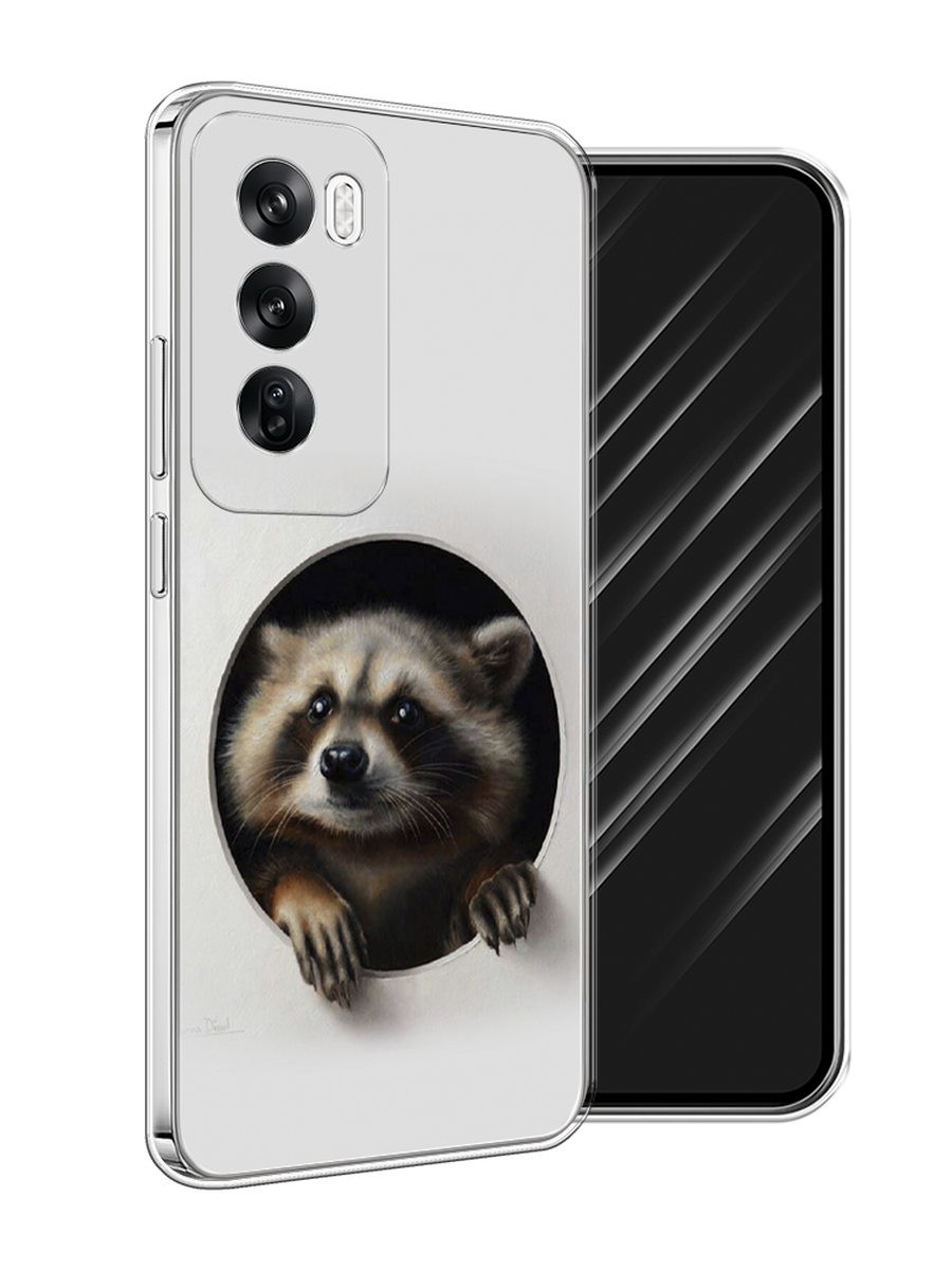 

Чехол Awog на Oppo Reno 12 "Любопытный енот", Коричневый;черный;белый, 2517450-1