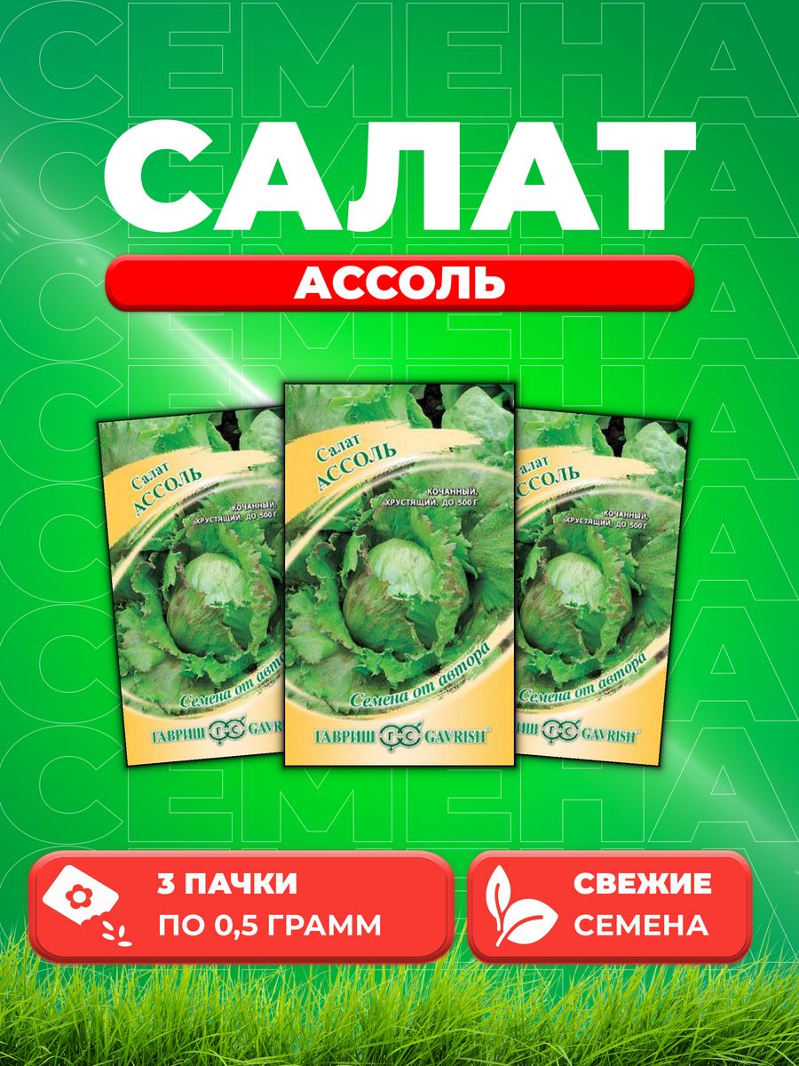 

Семена Салат Ассоль 0,5 г кочанный автор. (3уп)