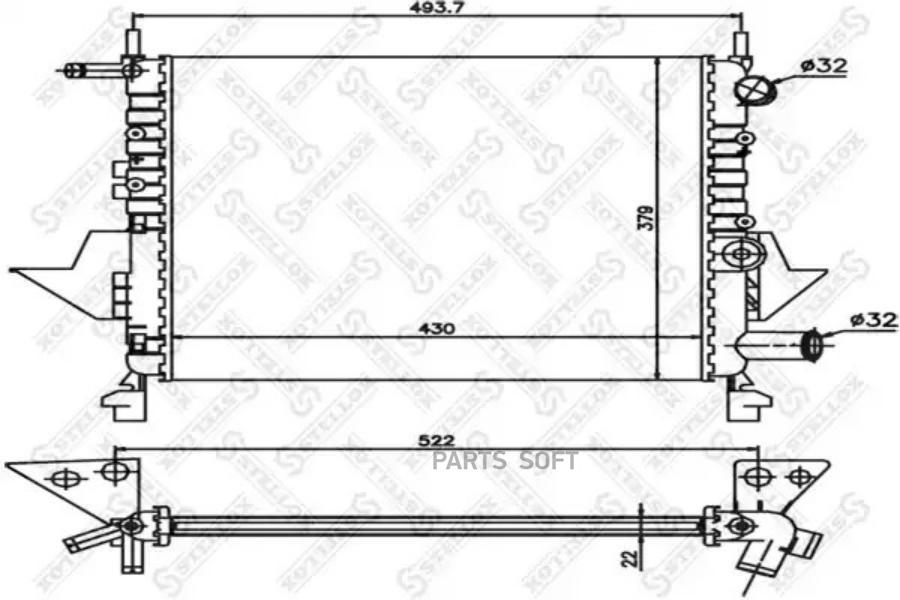 

STELLOX 1026190SX 10-26190-SX_радиатор системы охлаждения! без AC\ Renault Twingo 1.1i 97>