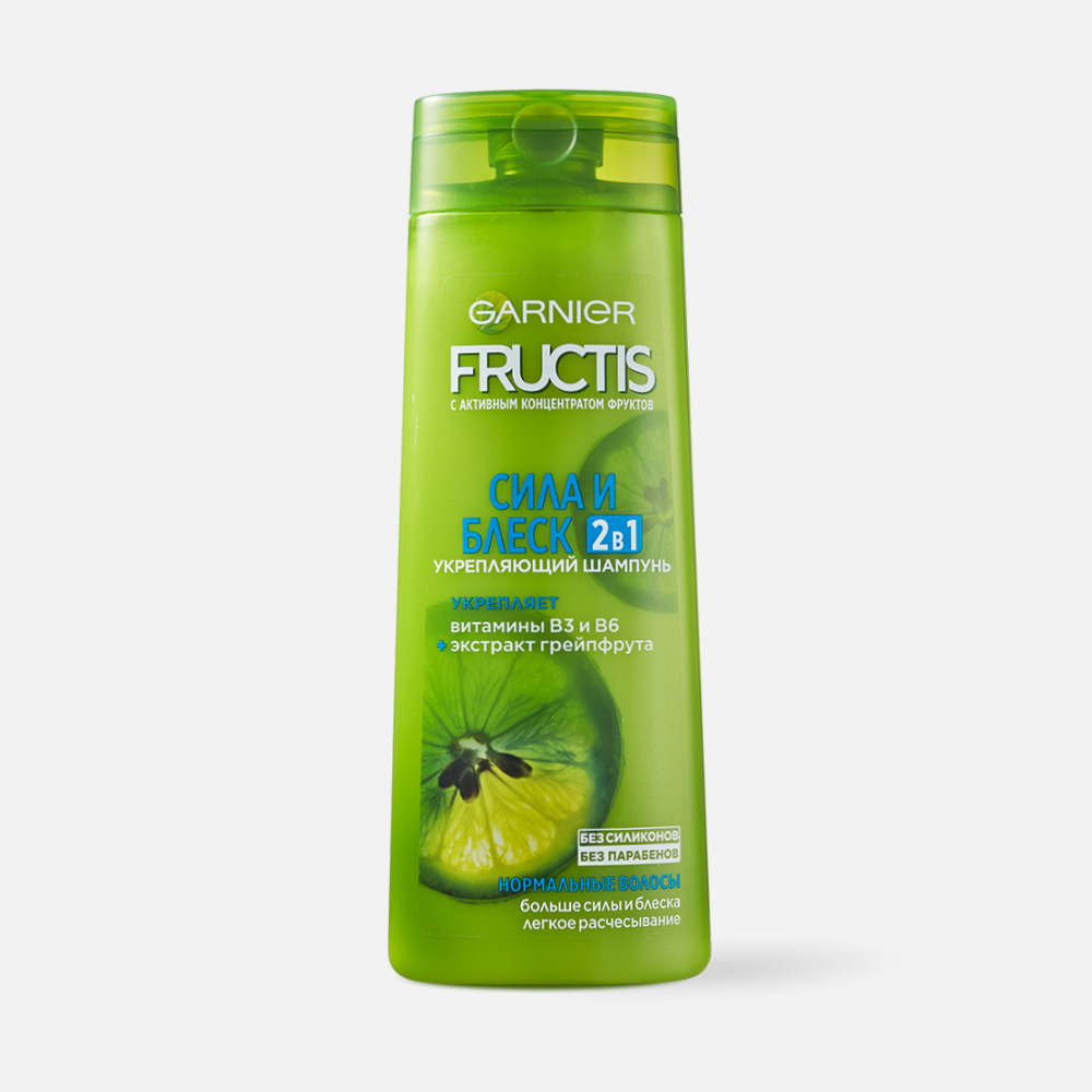 

Шампунь для волос Garnier Fructis, сила и блеск, укрепляющий, 2 в 1, 400 мл, Сила и блеск