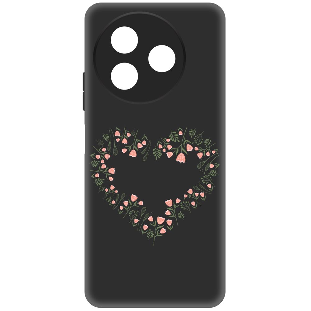 

Чехол-накладка Krutoff Soft Case Цветочное сердце для ITEL S24 черный