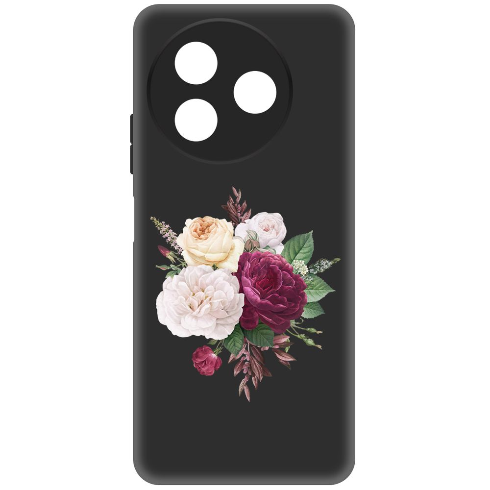 

Чехол-накладка Krutoff Soft Case Цветочная композиция для ITEL S24 черный