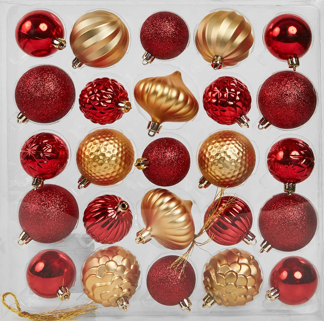 

Набор новогодних шаров Christmas 5-6 см цвет красный 25 шт., Красный;золотистый
