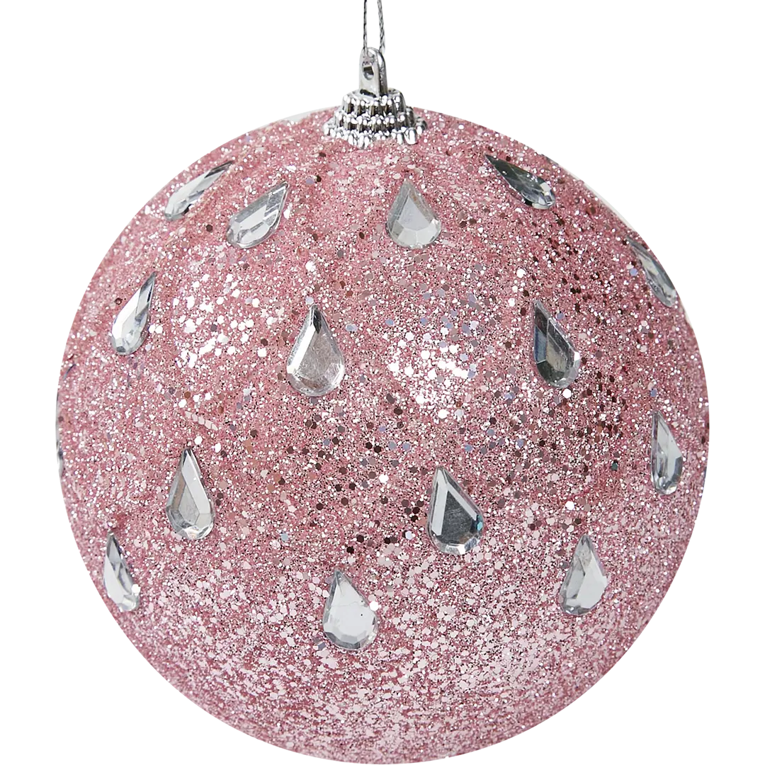 

Елочное украшение Шар с бисером Christmas 7.8 см цвет розовый