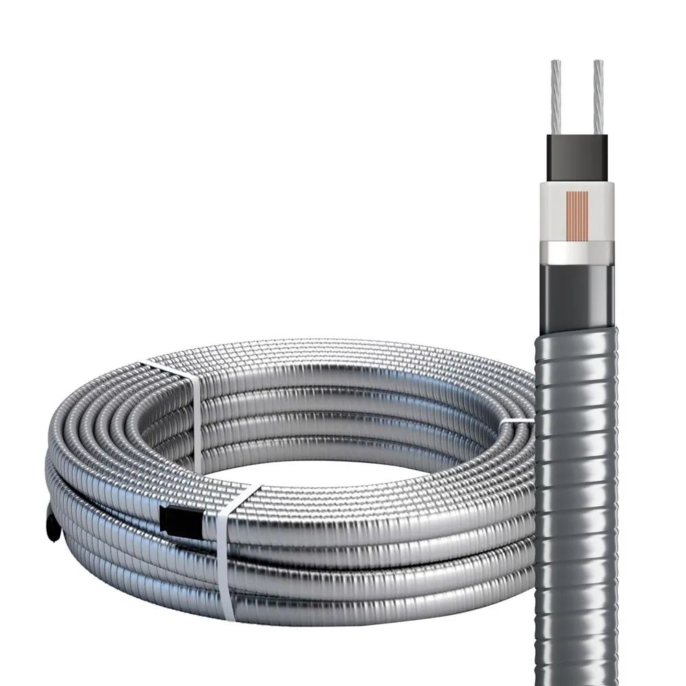 Греющий кабель в броне для обогрева кровли, водостоков IndAstro ARM, 25 Вт/м, 10 метров.