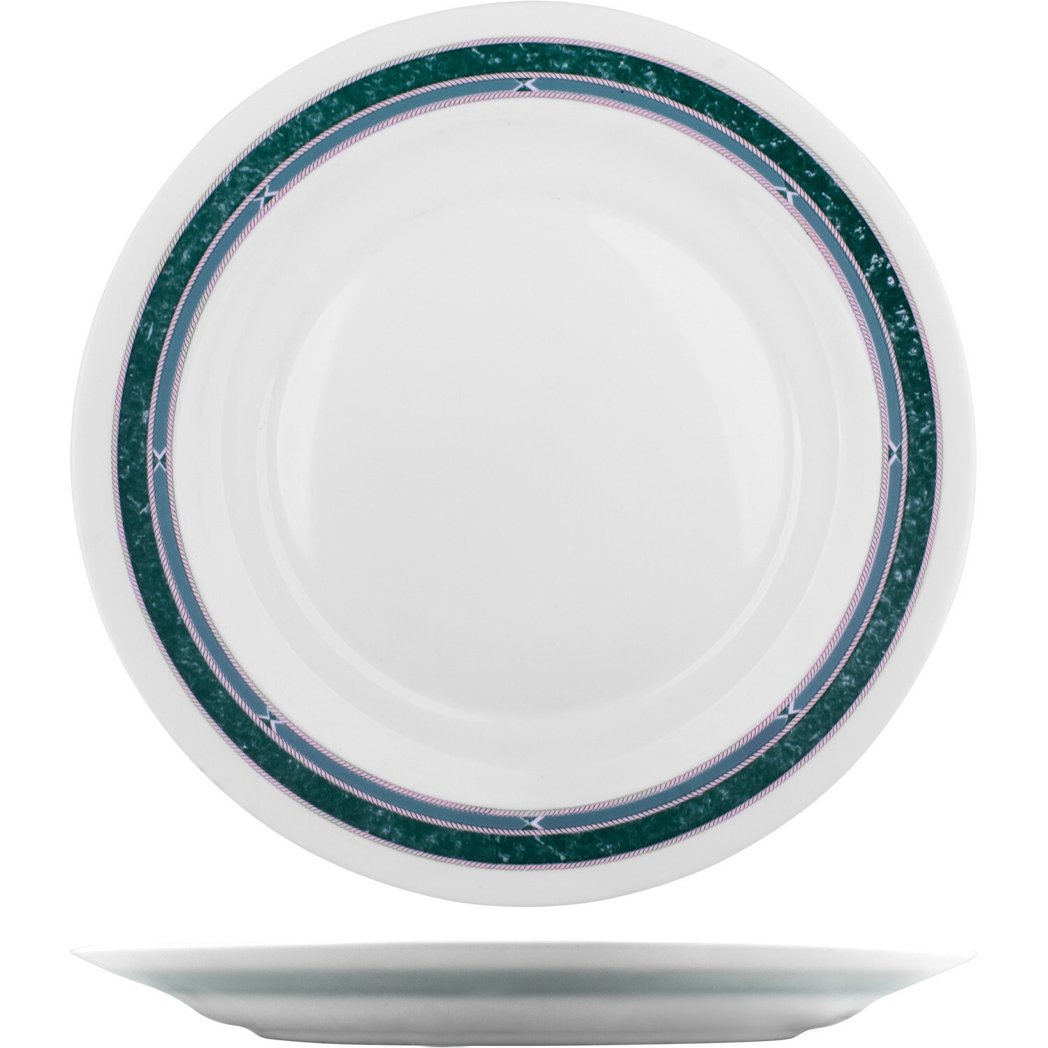 Блюдо Bormioli Rocco Риалто круглое 293х293х23мм стекло белый-зеленый