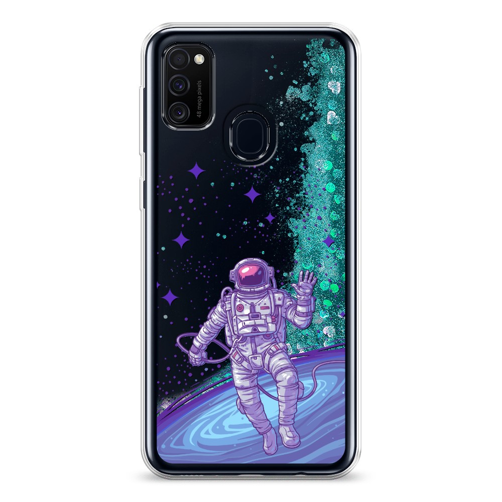 

Жидкий чехол с блестками "Космонавт в открытом космосе" на Samsung Galaxy M30s, 29895-1