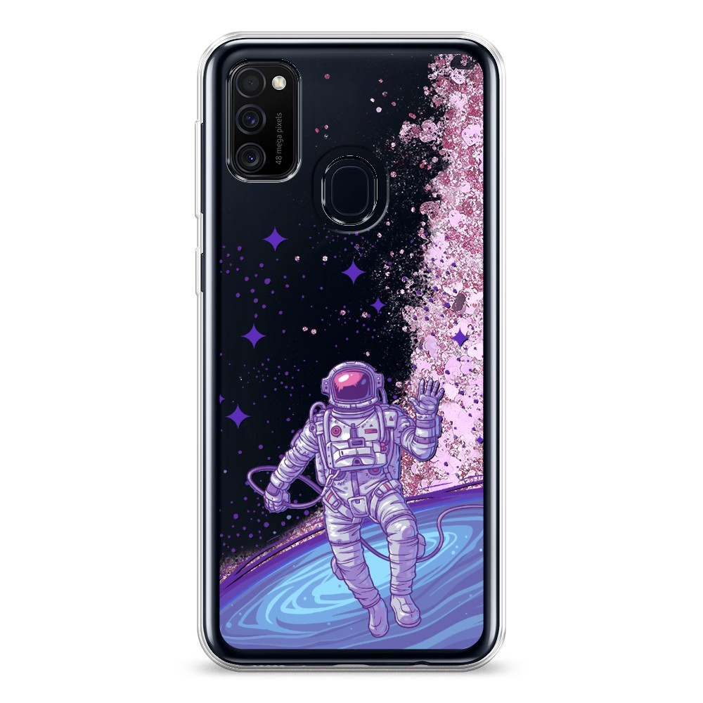 

Жидкий чехол с блестками "Космонавт в открытом космосе" на Samsung Galaxy M30s, 29894-1