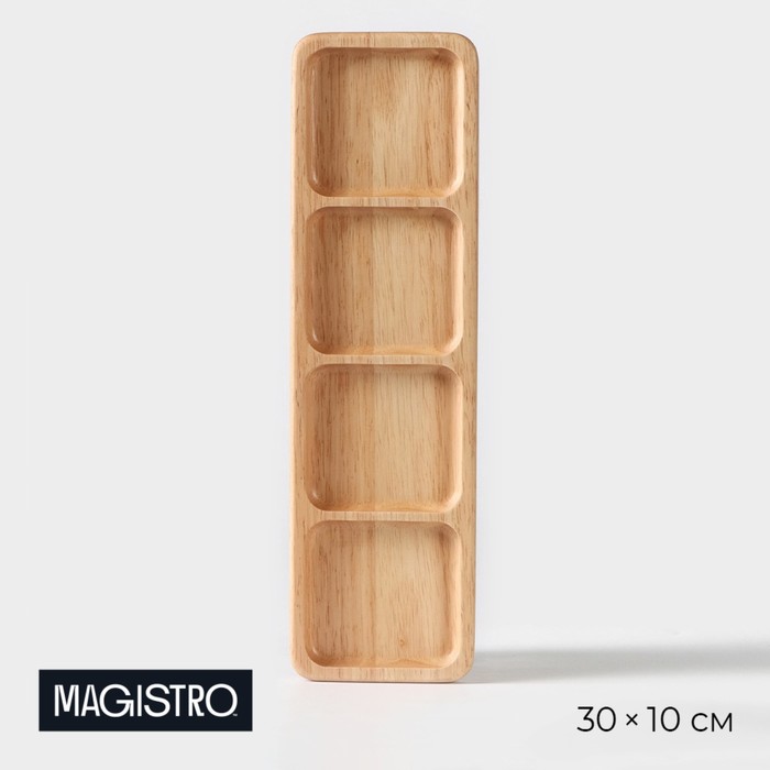 

Менажница Magistro Tropical, 4 секции, 35x10x1,8 см, каучуковое дерево