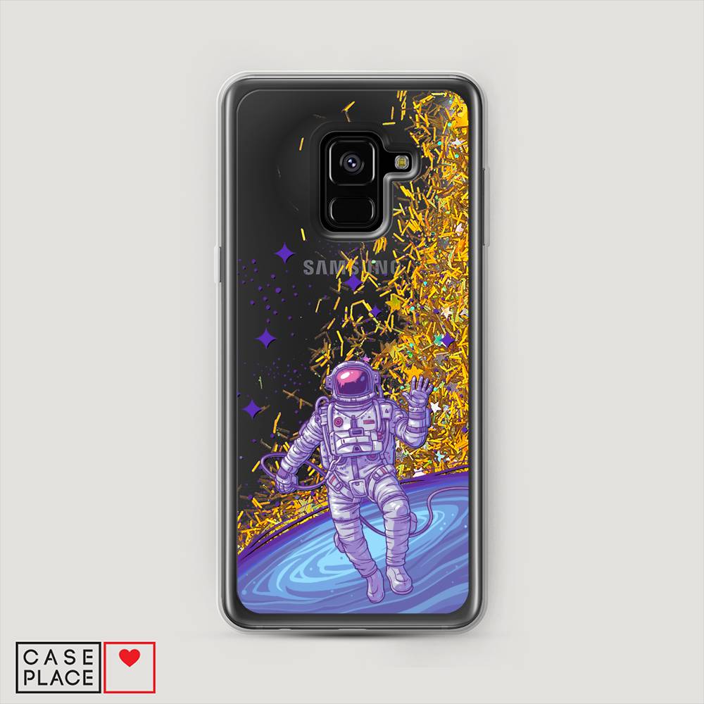 

Жидкий чехол с блестками "Космонавт в открытом космосе" на Samsung Galaxy A8 2018