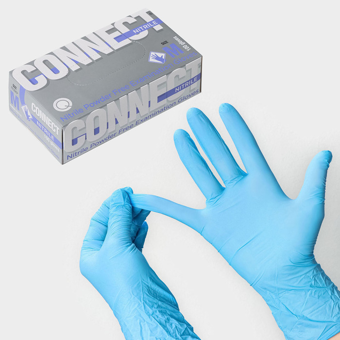 Перчатки CONNECT NITRILE смотр нестер нитрил PULIN 6 S 200 штуп 100 пар 2868₽