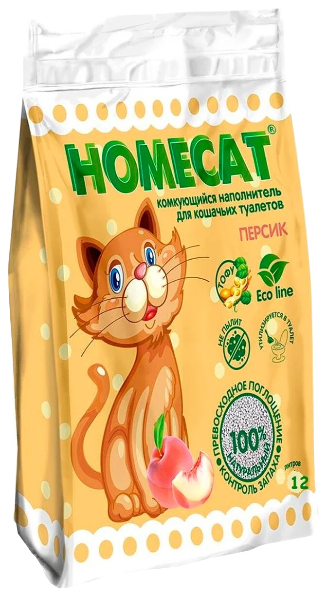 

Комкующийся наполнитель HOMECAT Ecoline кукурузный, персик, 2 шт по 12 л