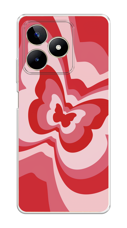 

Чехол на Realme C53/C51 "Бабочка в стиле хиппи", Красный;розовый, 2514650-1