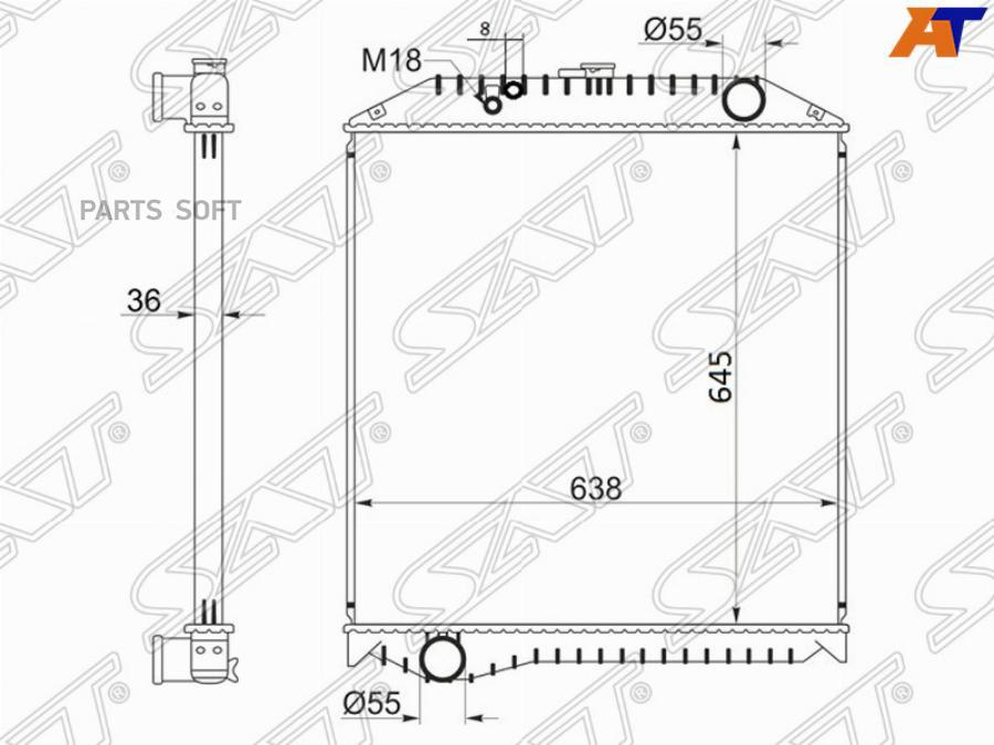 

SAT Радиатор HINO RANGER/500 J08C FD1/FE1/GD1 94- NISSAN DIESEL/UD/CONDOR 05-