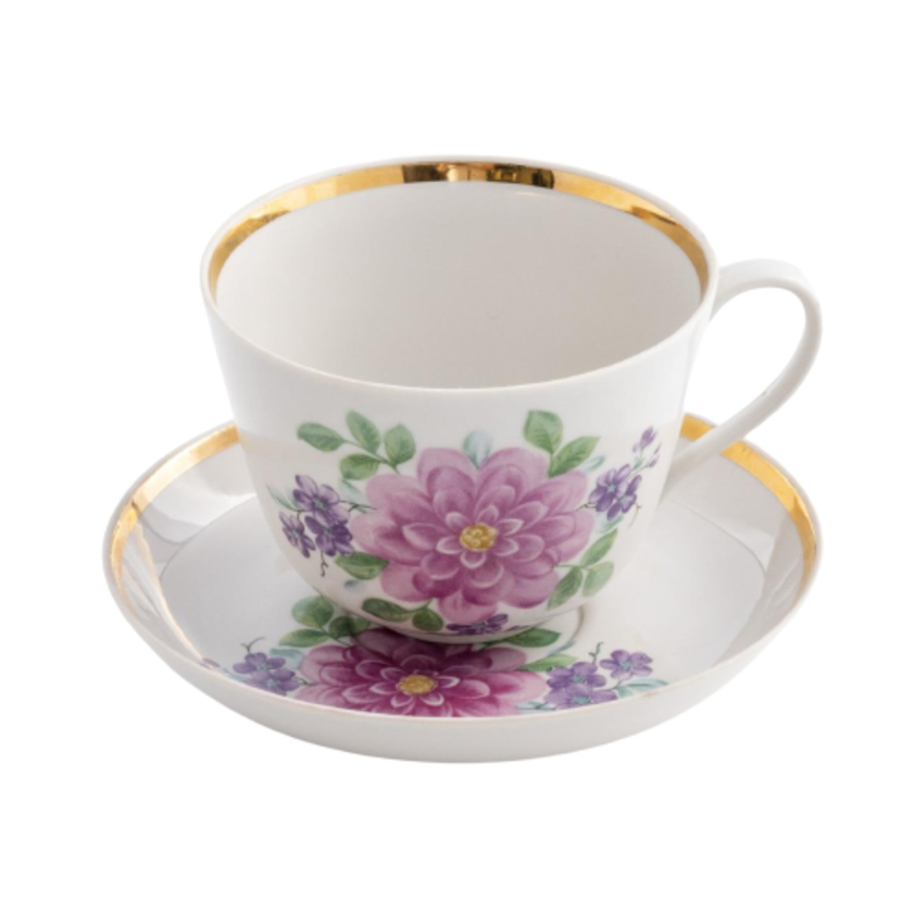 

Чайная пара, Винтаж, фарфор, деколь, золочение, СССР, 1968-1991 гг., 390334