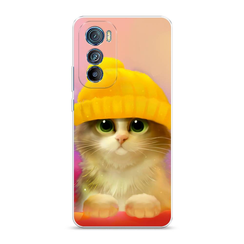 фото Силиконовый чехол "котенок в желтой шапке" на motorola edge 30 awog