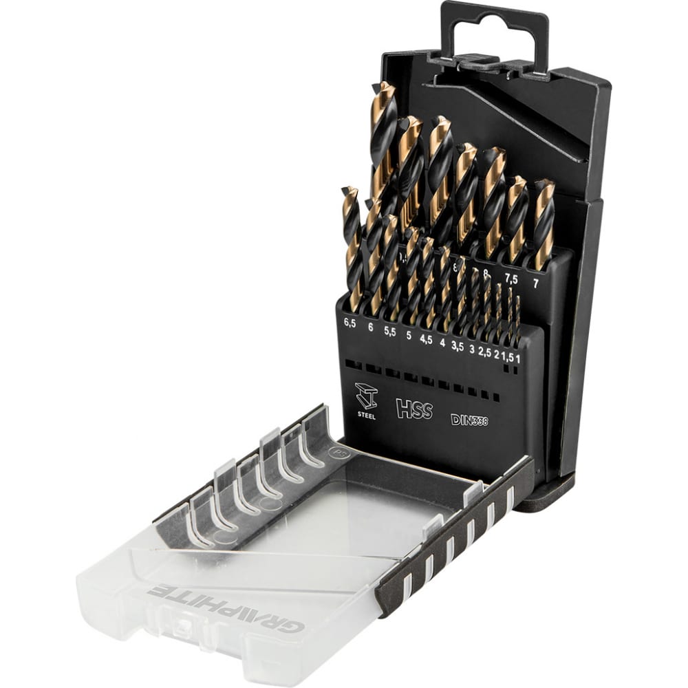 

Набор сверл по металлу HSS-CNC Pro-Tec (19 шт; 1-10 мм) GRAPHITE 55H089