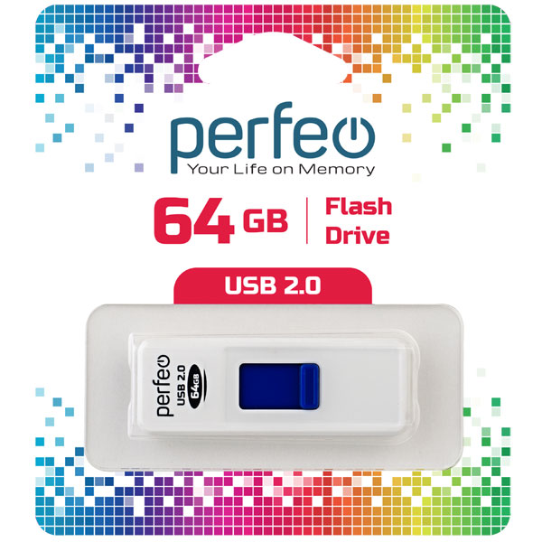 Флешка Perfeo S03 64ГБ White (PF-S03W064)