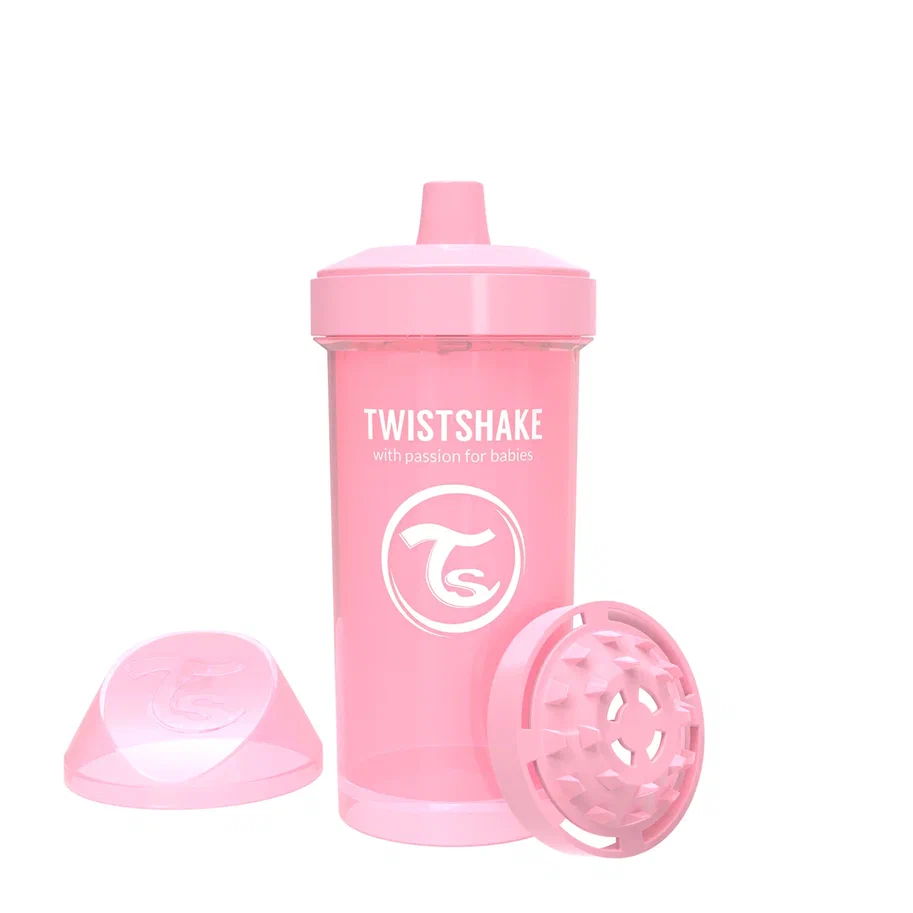 Поильник Twistshake Kid Cup 360 мл. Пастельный розовый (Pastel Pink). Возраст 12+m.