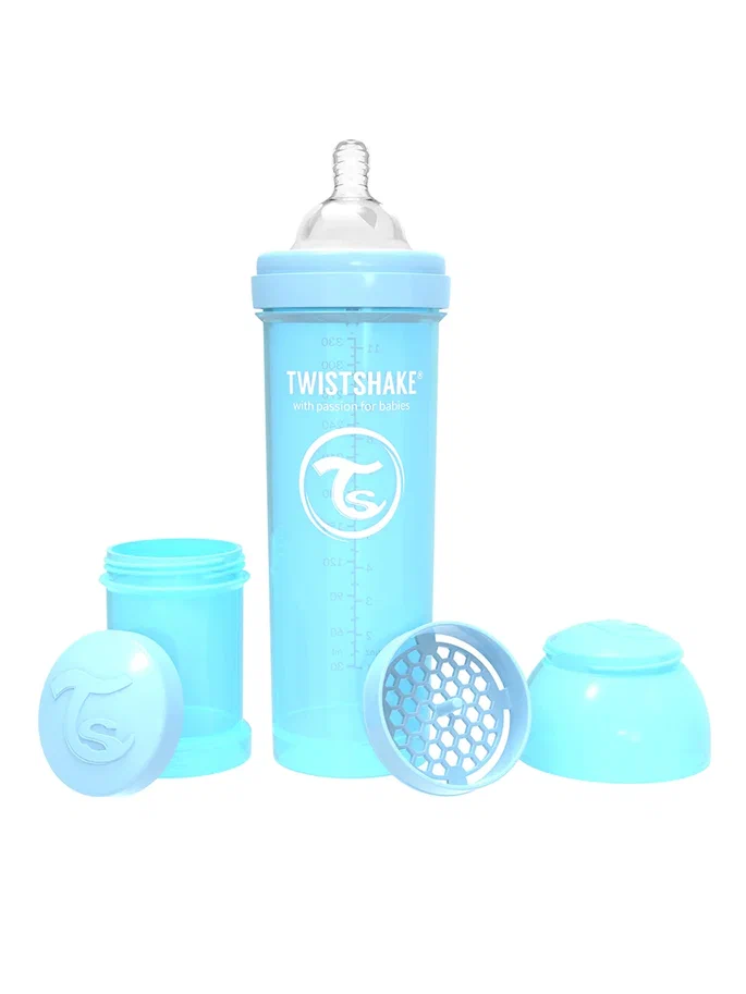 Антиколиковая бутылочка Twistshake для кормления синий Pastel Blue 330 мл бутылочка для хранения с дозатором 50 мл синий белый