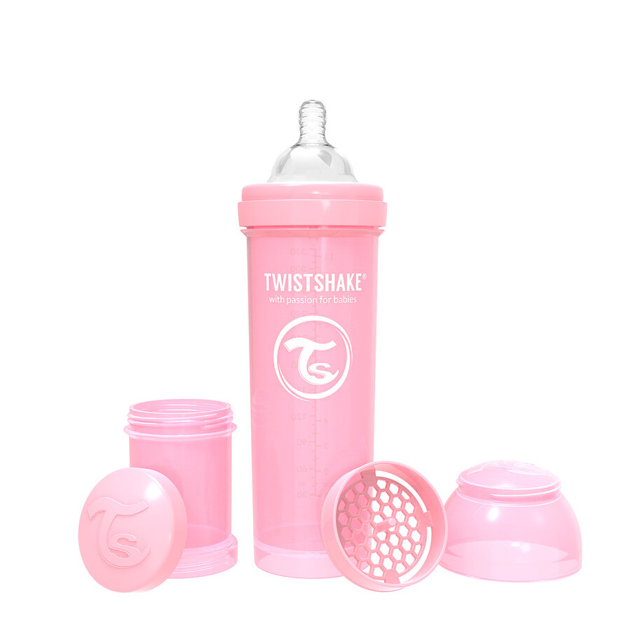 Антиколиковая бутылочка Twistshake для кормления розовый Pastel Pink 330 мл бутылочка mamajoo для кормления антиколиковая 0 gold feeding bottle 250 мл 2 шт