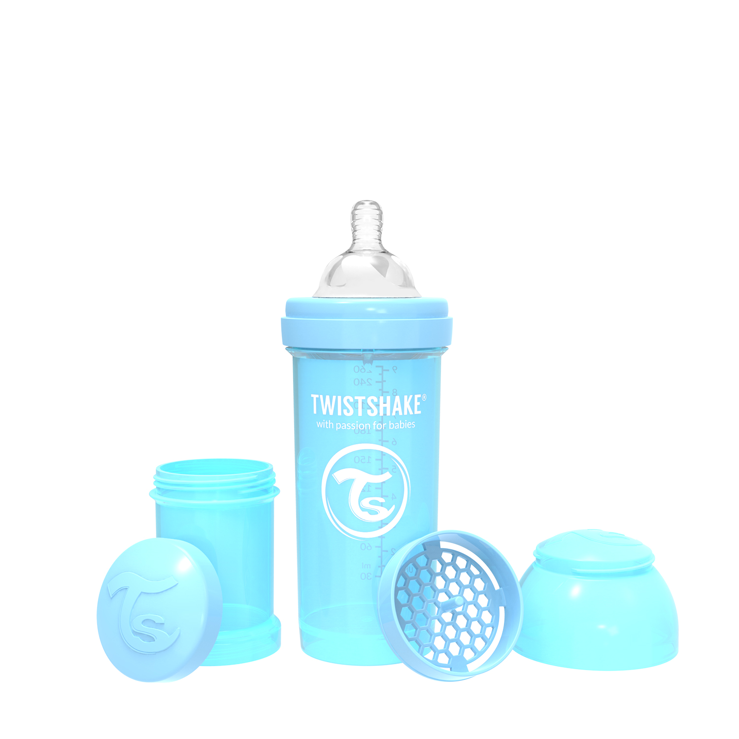 Антиколиковая бутылочка Twistshake для кормления синий Pastel Blue 260 мл ведро 12л без крышки пластиковое пищевое с узором синий мерная шкала лайма