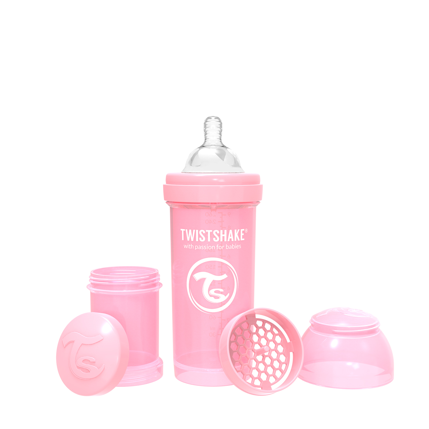 фото Антиколиковая бутылочка twistshake для кормления розовый pastel pink 260 мл