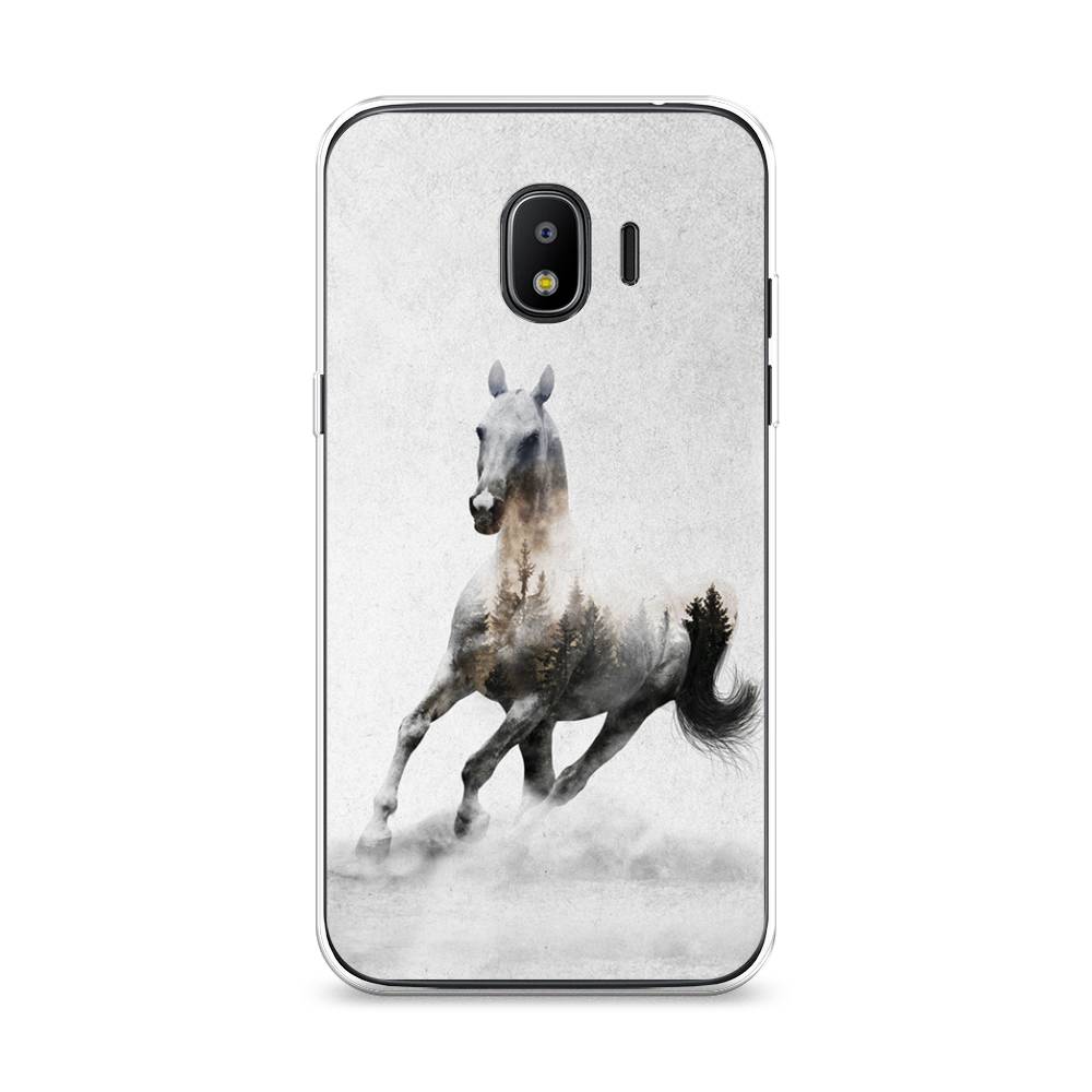 

Чехол Awog на Samsung Galaxy J2 2018 "Лошадь лес", Серый;черный, 25650-2