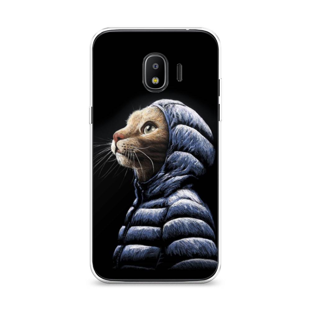 

Чехол Awog на Samsung Galaxy J2 2018 "Кот в капюшоне", Черный;бежевый;синий, 25650-2
