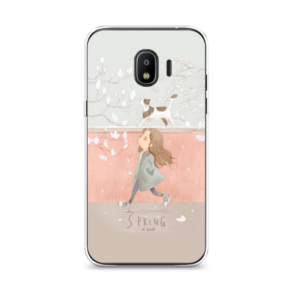 

Чехол Awog на Samsung Galaxy J2 2018 "Девочка-весна", Серый, 25650-7