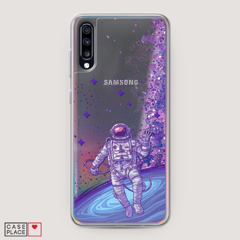 

Жидкий чехол с блестками "Космонавт в открытом космосе" на Samsung Galaxy A70, 28192-1