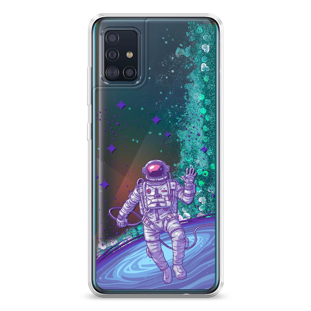 

Жидкий чехол с блестками "Космонавт в открытом космосе" на Samsung Galaxy A51, 28995-1