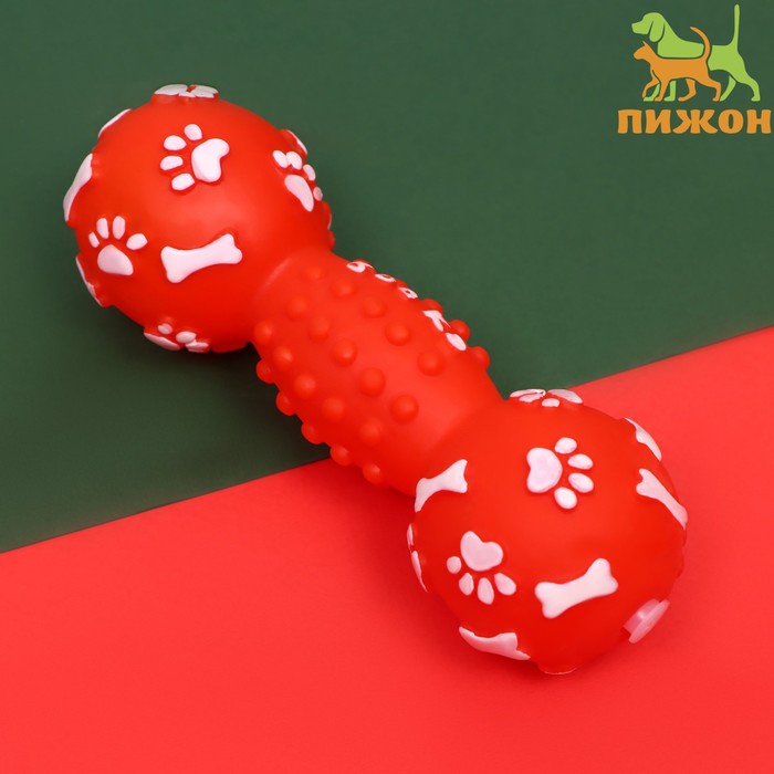 

Игрушка для собак Пижон Гантель, пищалка, красная, пластик, 12,5 см, Гантель