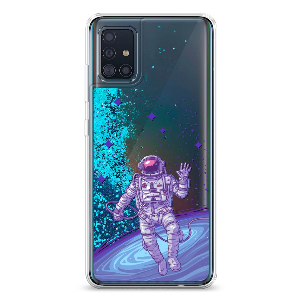 

Жидкий чехол с блестками "Космонавт в открытом космосе" на Samsung Galaxy A51