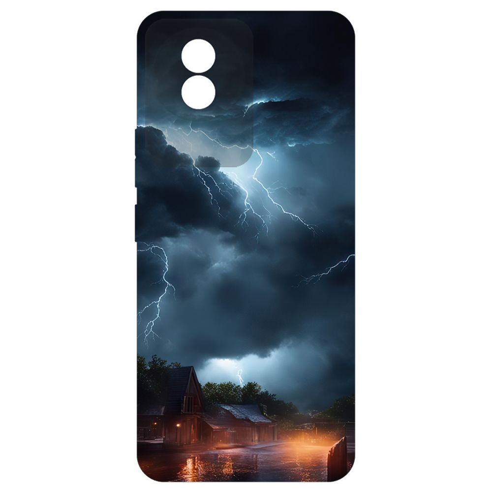 

Чехол-накладка Krutoff Soft Case Ночная гроза для Vivo Y02 черный