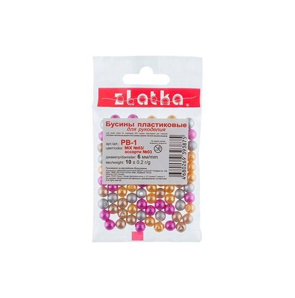 

Zlatka MIX, 6 мм, 10х10+/-0,2 г, №03, Разноцветный