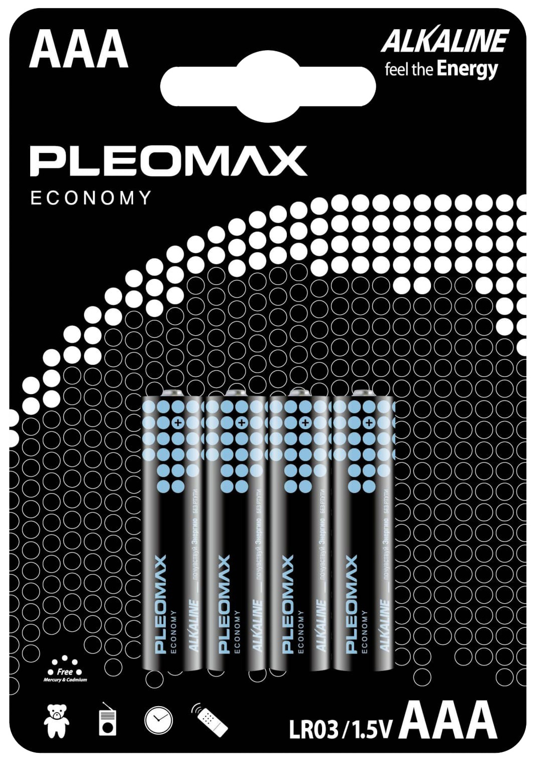 

Батарейки Pleomax LR03-4BL Economy (40/400/25600), Б0020513