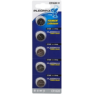 

Батарейки Pleomax CR1620-5BL (100/2000/48000), C0022239