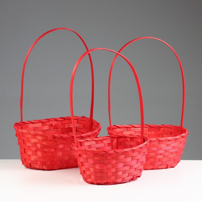

Набор корзин плетеных, бамбук, 22х18x10/34см, 24х19x10/36см, 27х21x10/38см, 3 шт, Красный