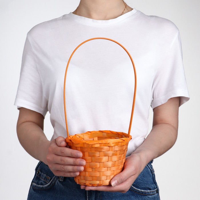 

Корзина плетёная, бамбук, оранжевая, средняя