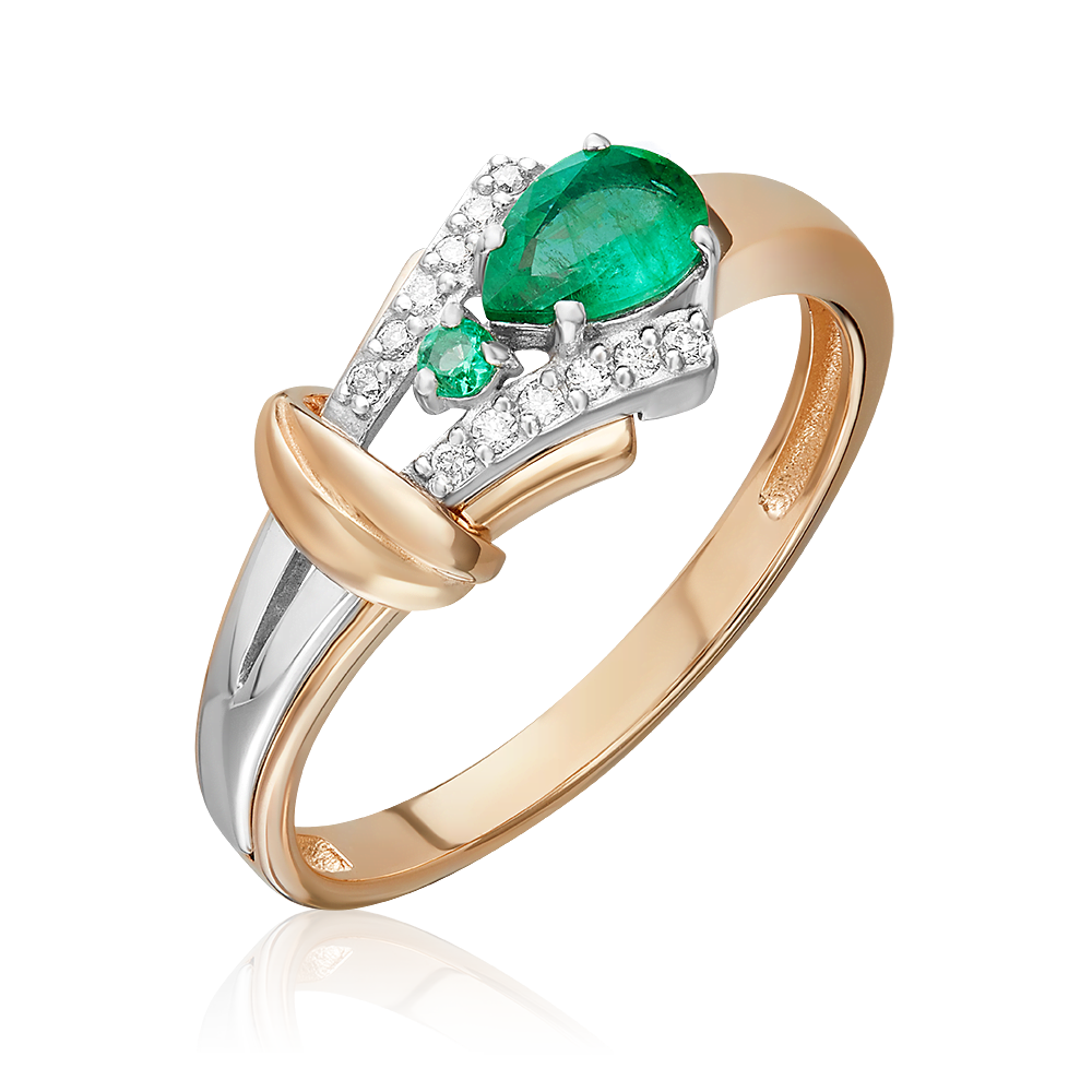 

Кольцо из золота р. 17,5 PLATINA jewelry 01-5727-00-106-1111, изумруд\бриллиант, 01-5727-00-106-1111