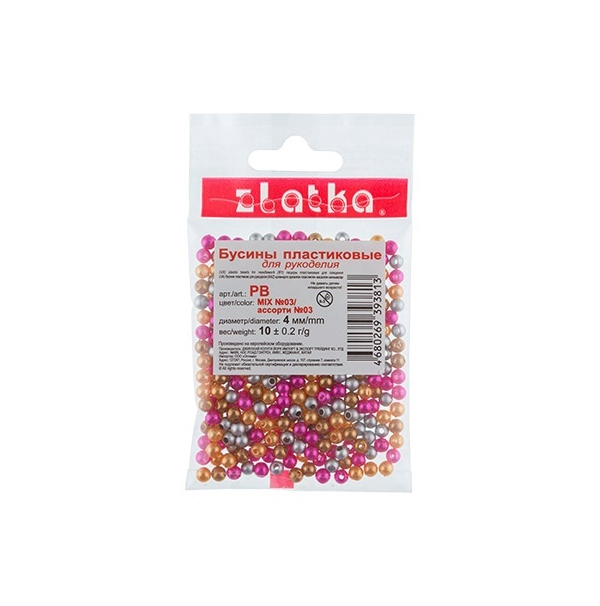 

Zlatka Mix, 4 мм, 10х10 г +-0,2 г, №03, Разноцветный