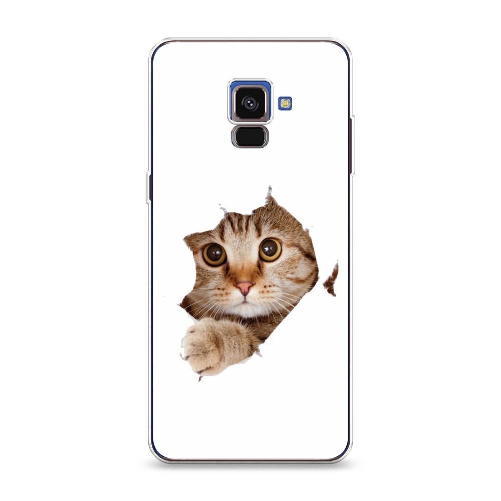 

Чехол на Samsung Galaxy A8 2018 "Кот и бумага", Белый;коричневый, 25450-1