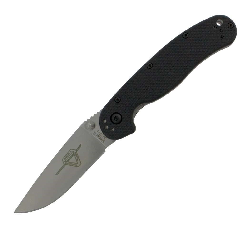 

Нож складной Ontario (Онтарио) RAT II /прямой / светлое лезвие / коробка / OKC, Черный, knife rat