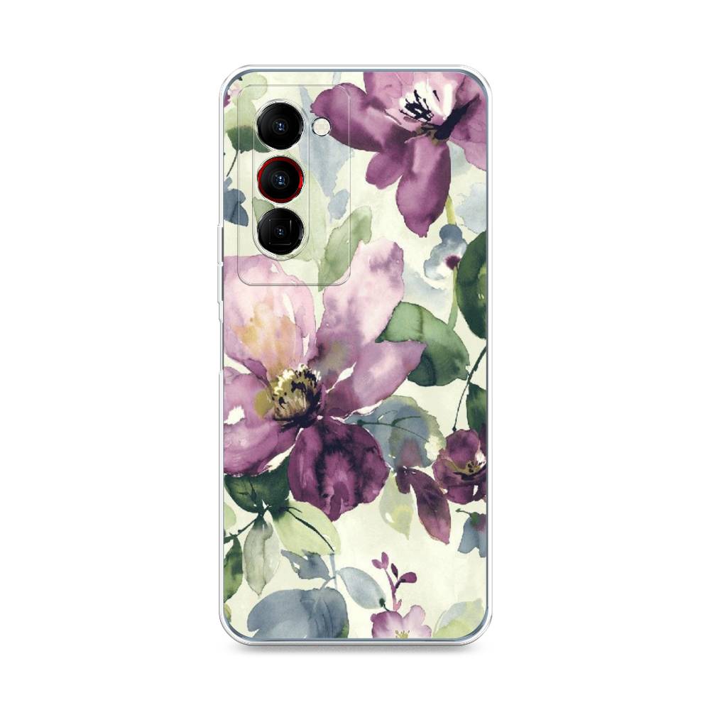 

Чехол Awog на Tecno Camon 18 Premier "Сиреневые цветы-акварель", Разноцветный, 300850-10