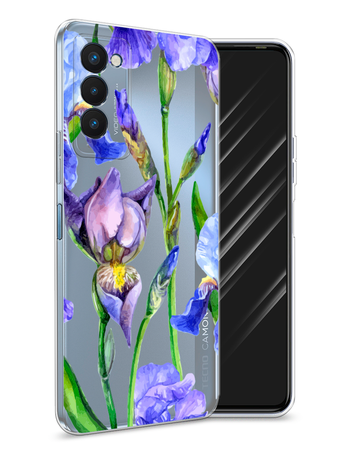 

Чехол Awog на Tecno Camon 18P "Синие ирисы", Разноцветный, 300750-8